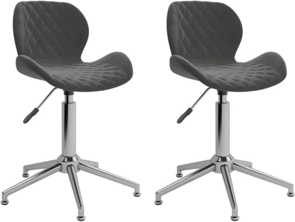 vidaXL Chaises pivotantes de salle à manger 2 pcs Gris foncé Velours