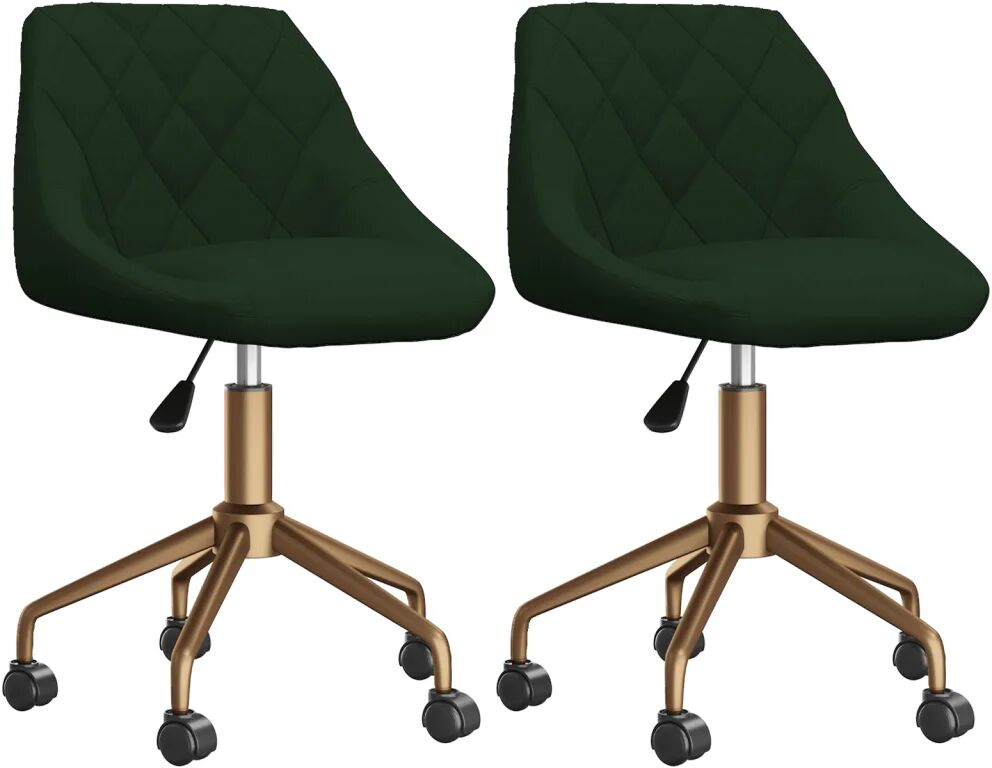 vidaXL Chaises pivotantes de salle à manger 2 pcs Vert foncé Velours