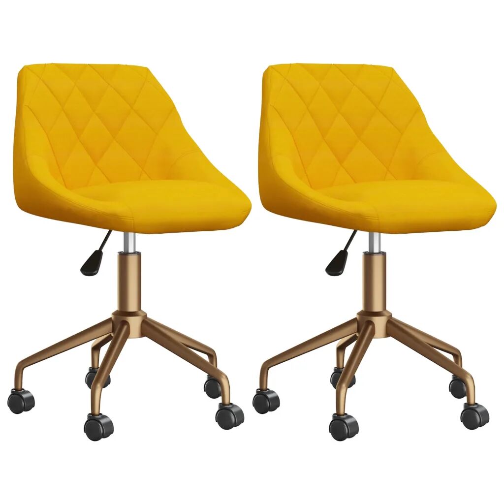 vidaXL Chaises pivotantes à dîner 2 pcs Jaune moutarde Velours