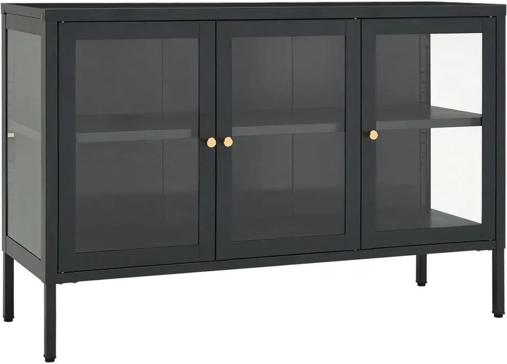 vidaXL Buffet Anthracite 105x35x70 cm Acier et verre