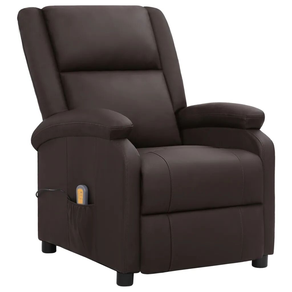 vidaXL Fauteuil de massage inclinable Marron Cuir véritable