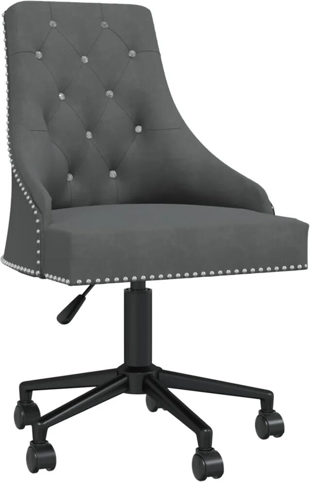 vidaXL Chaise pivotante de bureau Gris foncé Velours