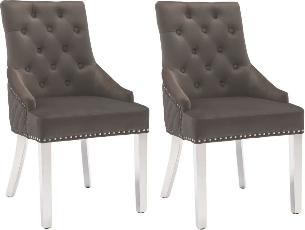 vidaXL Chaises de salle à manger 2 pcs Gris foncé Velours