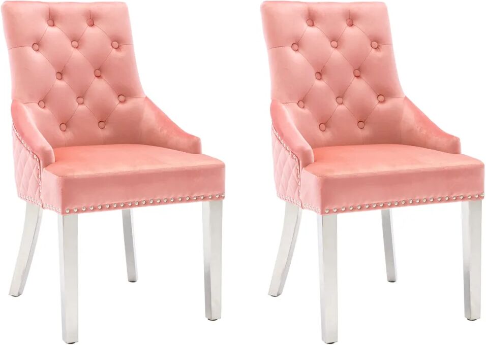 vidaXL Chaises de salle à manger 2 pcs Rose Velours