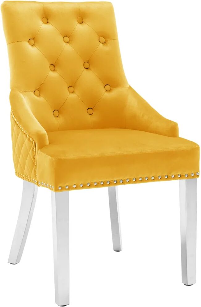 vidaXL Chaise de salle à manger Jaune Velours