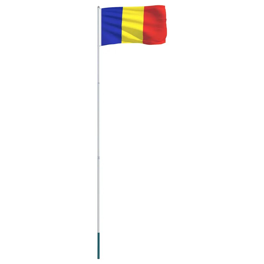 vidaXL Drapeau Roumanie et mât en aluminium 4 m