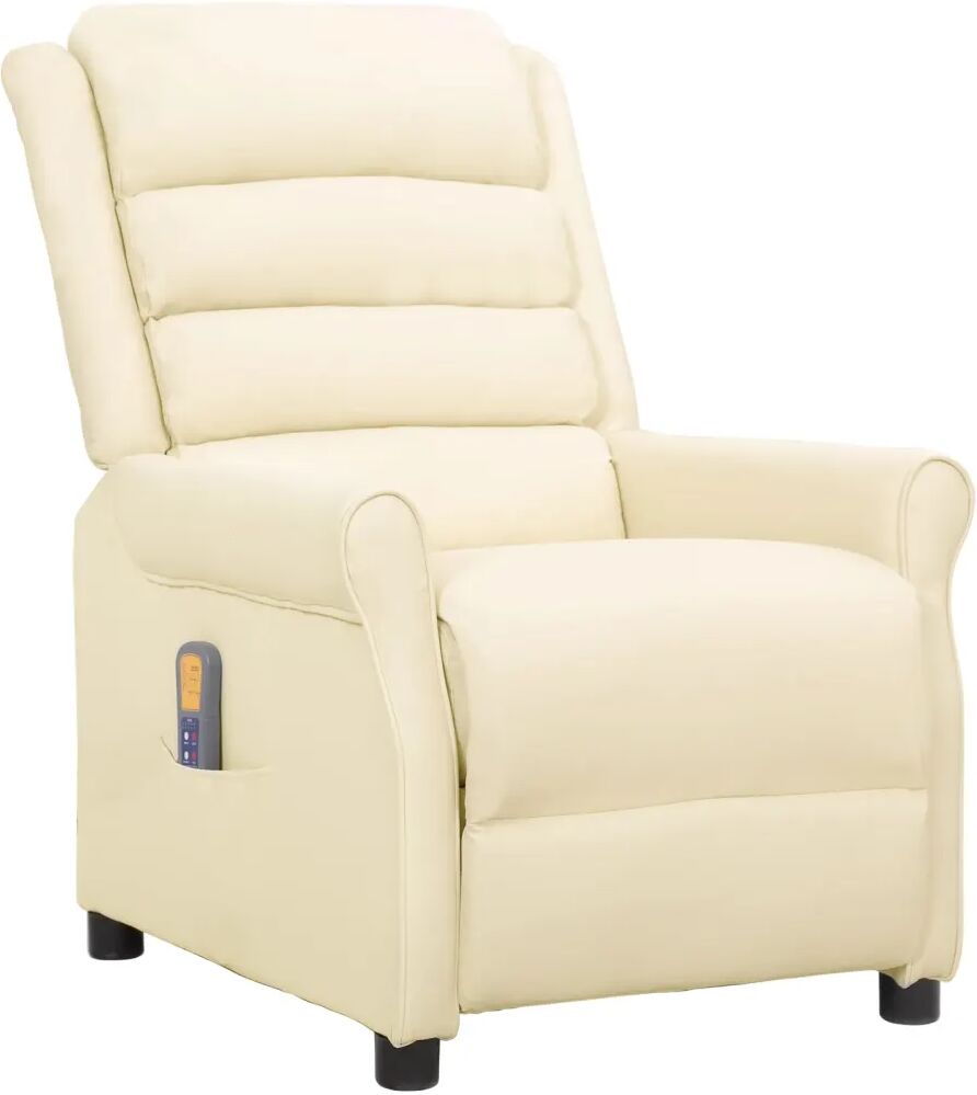 vidaXL Fauteuil de massage inclinable Crème Similicuir