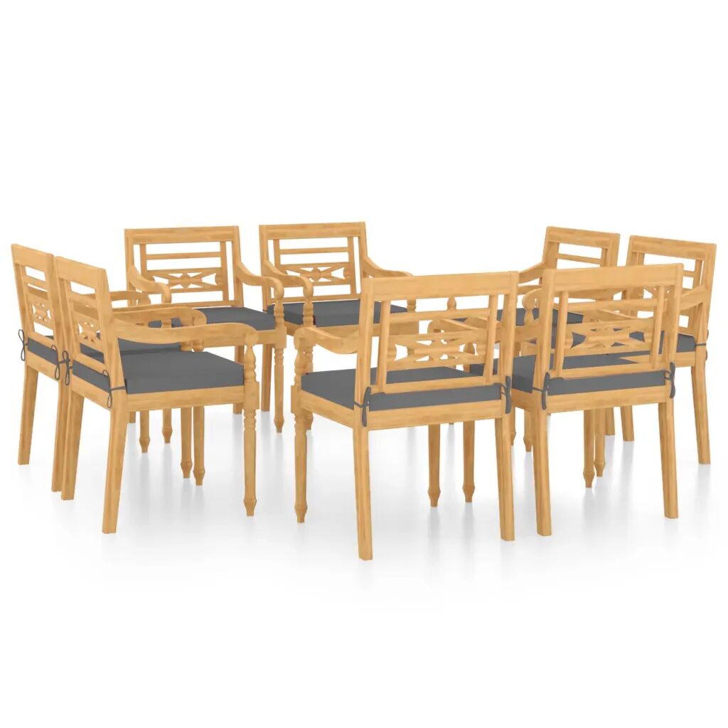 vidaXL Chaises Batavia 8 pcs avec coussins Bois de teck solide