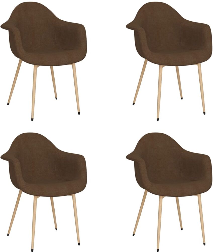 vidaXL Chaises de salle à manger 4 pcs Marron foncé Tissu