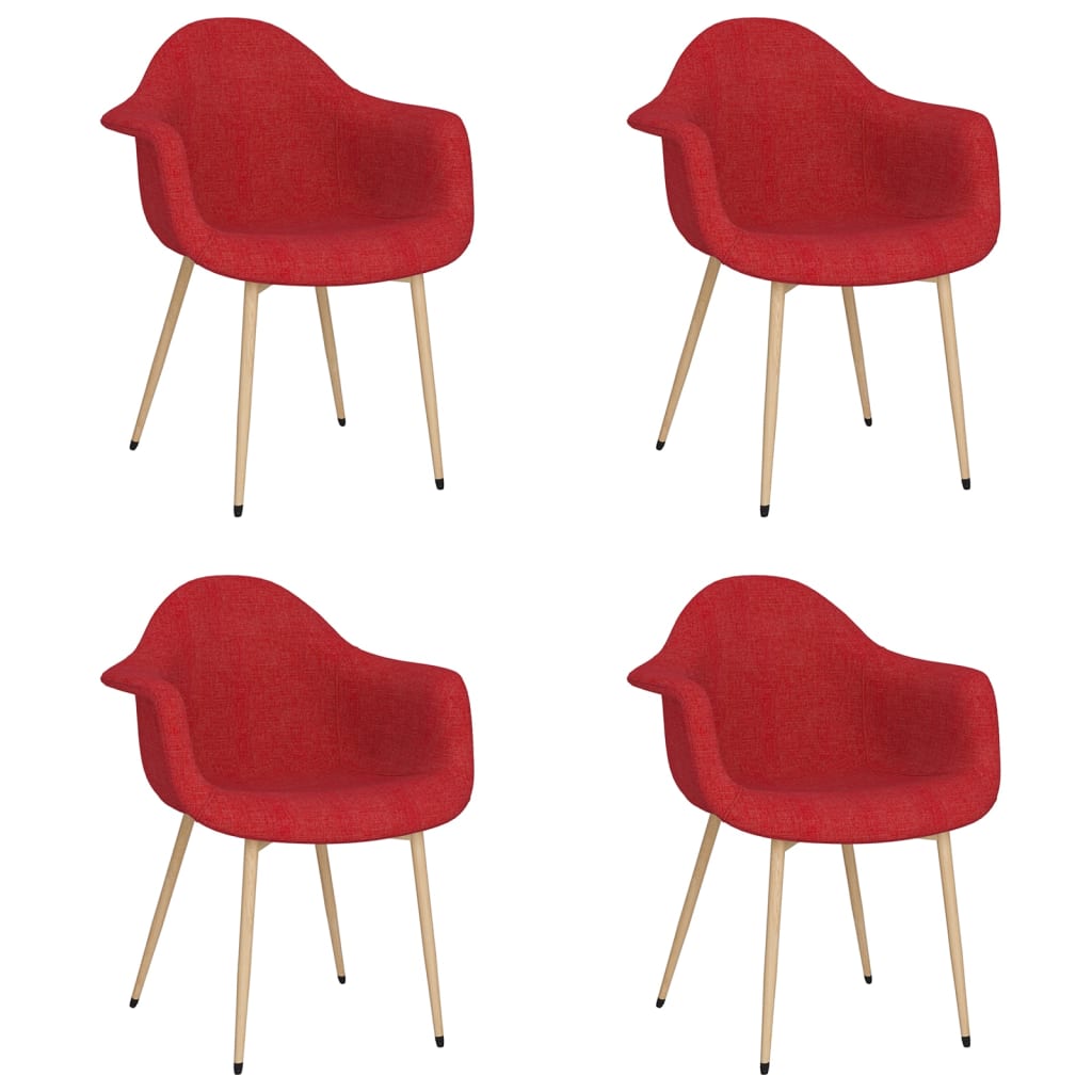 vidaXL Chaises de salle à manger 4 pcs Rouge bordeaux Tissu