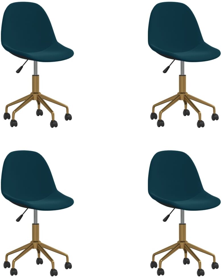 vidaXL Chaises pivotantes de salle à manger 4 pcs Bleu Velours