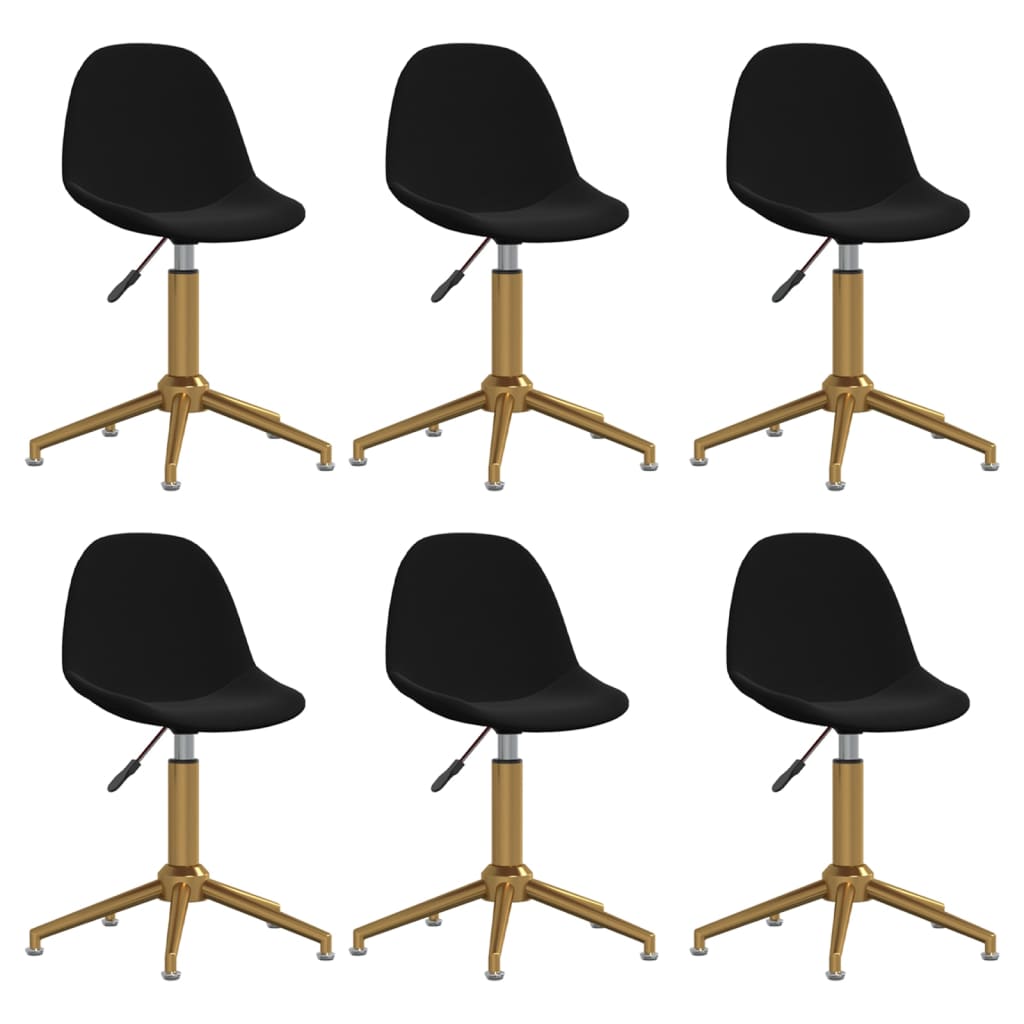 vidaXL Chaises pivotantes de salle à manger 6 pcs Noir Velours