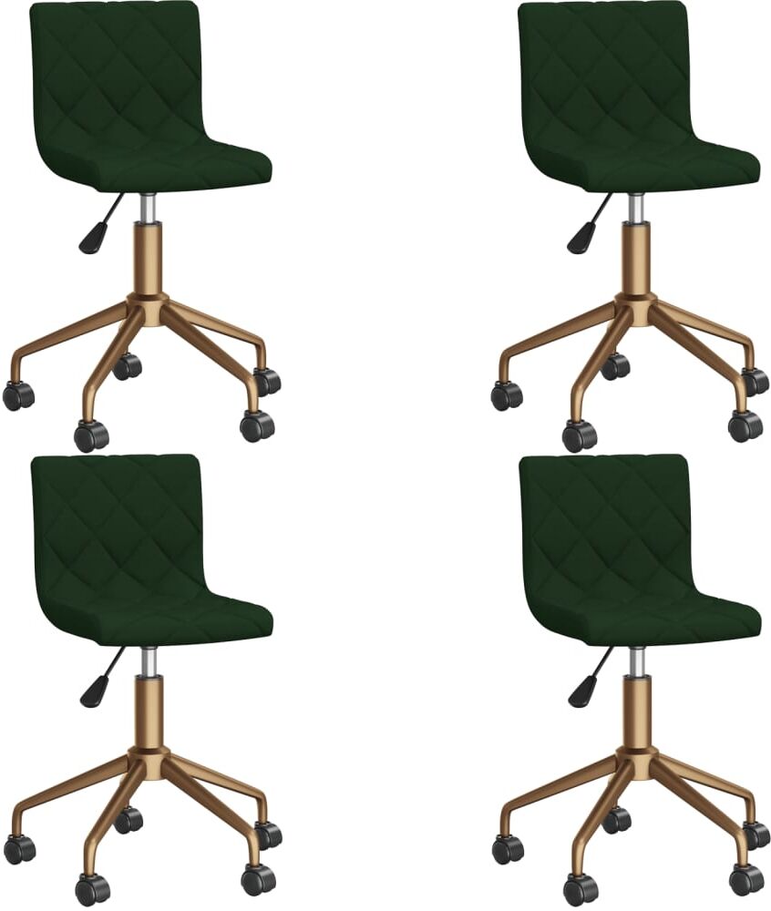 vidaXL Chaises pivotantes de salle à manger 4 pcs Vert foncé Velours