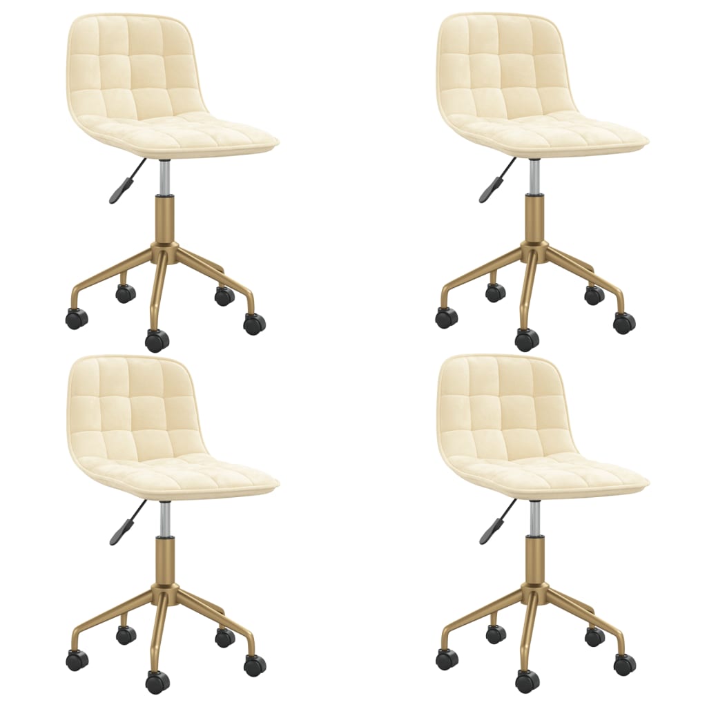 vidaXL Chaises pivotantes de salle à manger 4 pcs Crème Velours