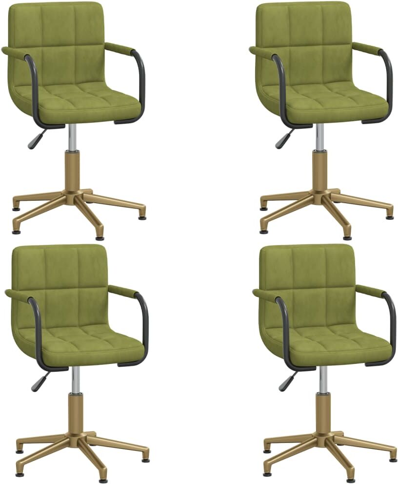 vidaXL Chaises pivotantes de salle à manger 4 pcs Vert clair Velours