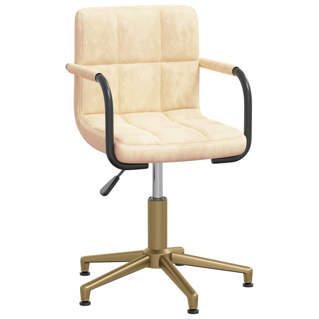 vidaXL Chaise pivotante de bureau Crème Velours