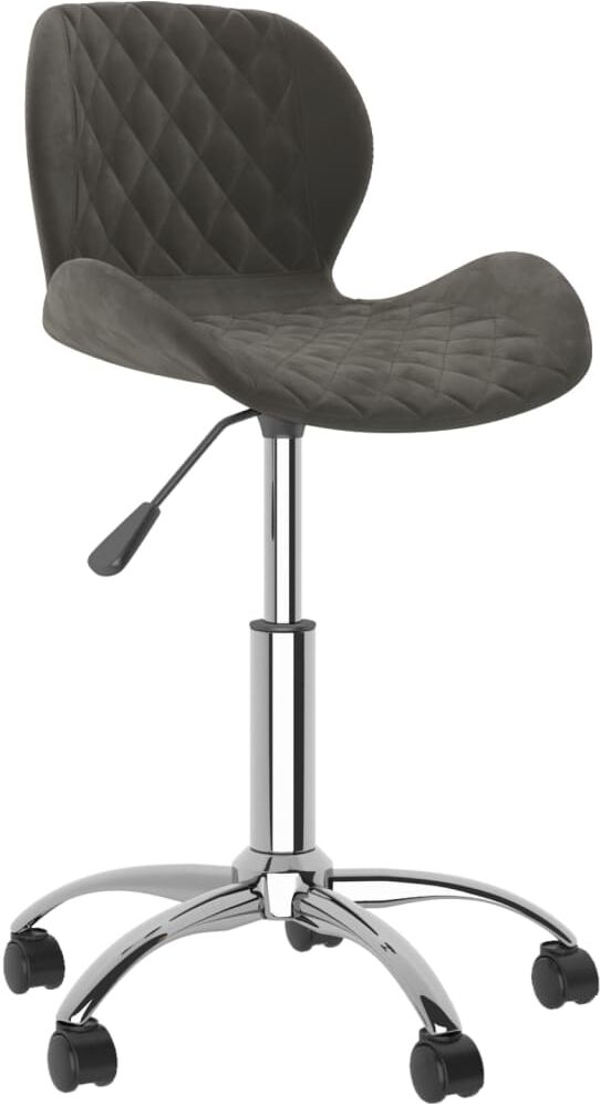 vidaXL Chaise pivotante de bureau Gris foncé Velours