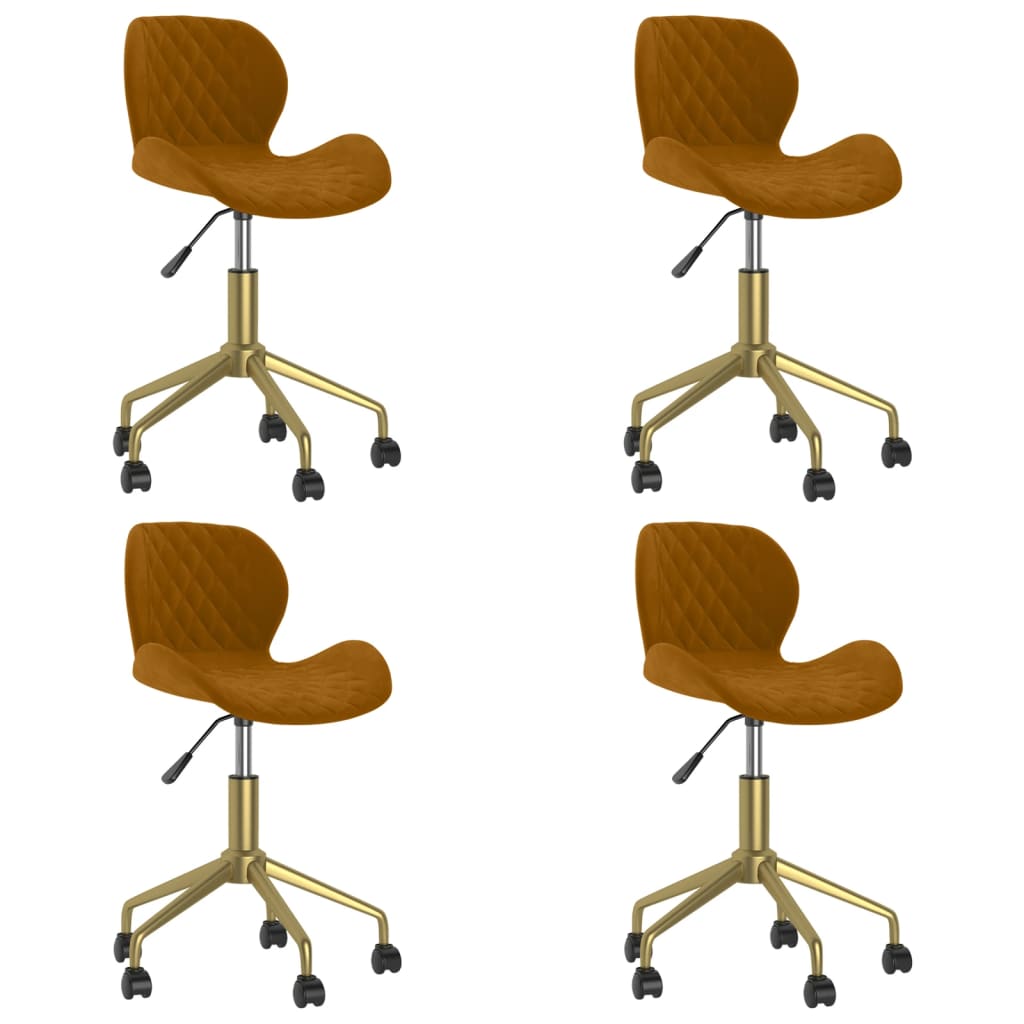 vidaXL Chaises pivotantes de salle à manger 4 pcs Marron Velours