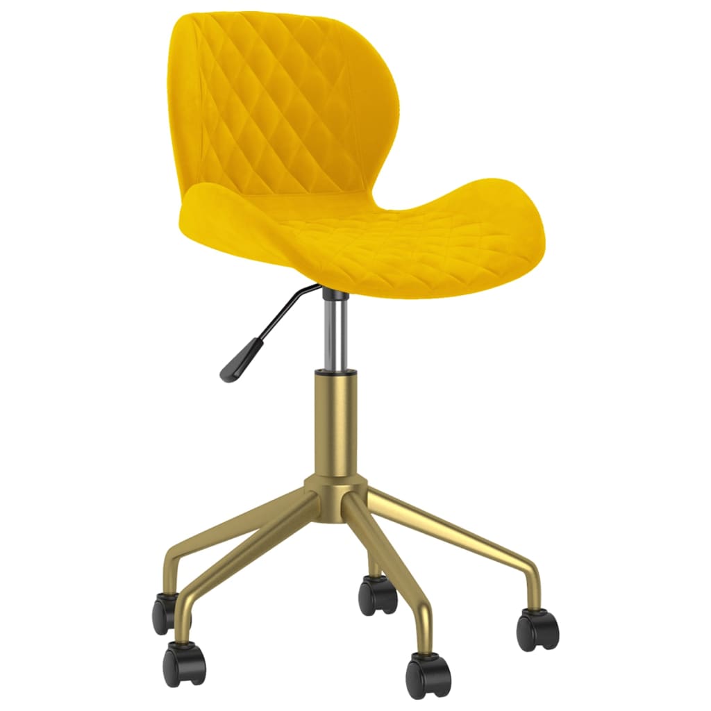 vidaXL Chaise pivotante de bureau Jaune Velours