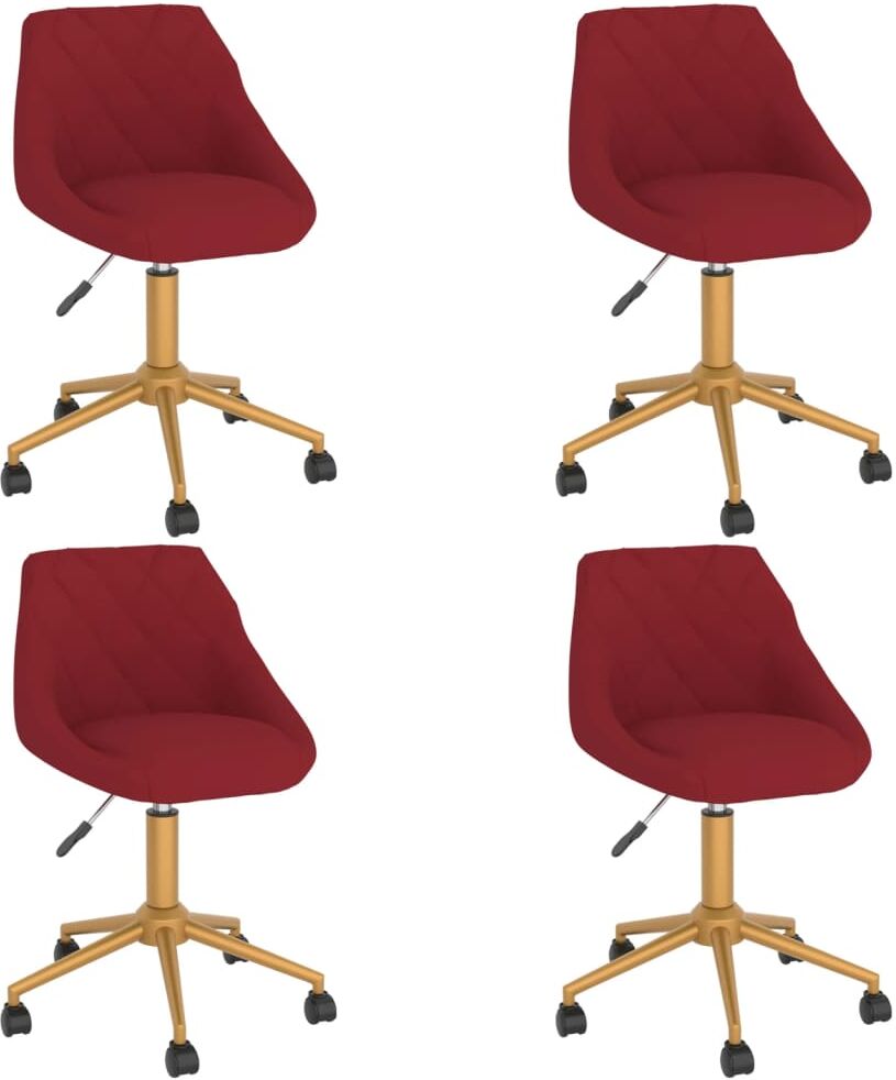 vidaXL Chaises à dîner pivotantes 4 pcs Rouge bordeaux Velours