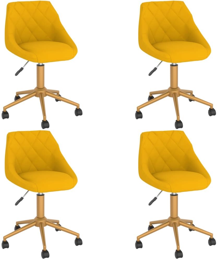 vidaXL Chaises pivotantes de salle à manger 4 pcs Jaune Velours