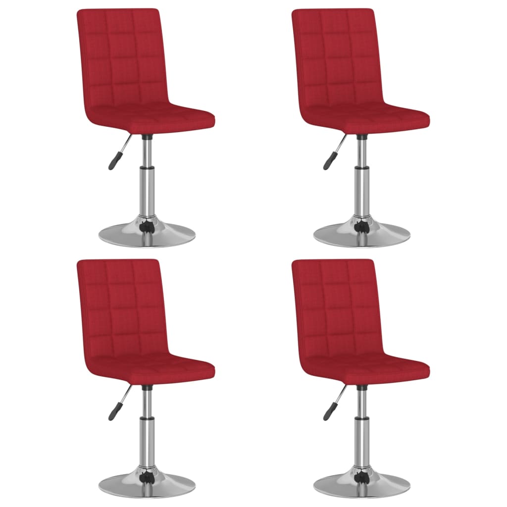 vidaXL Chaises pivotantes de salle à manger 4 pcs Rouge bordeaux Tissu