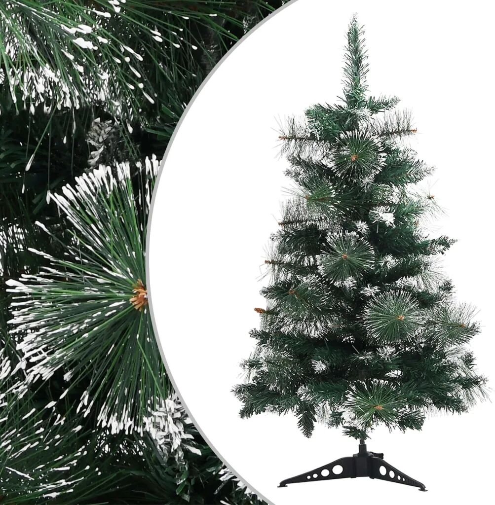 vidaXL Sapin de Noël artificiel avec support Vert et blanc 60 cm PVC