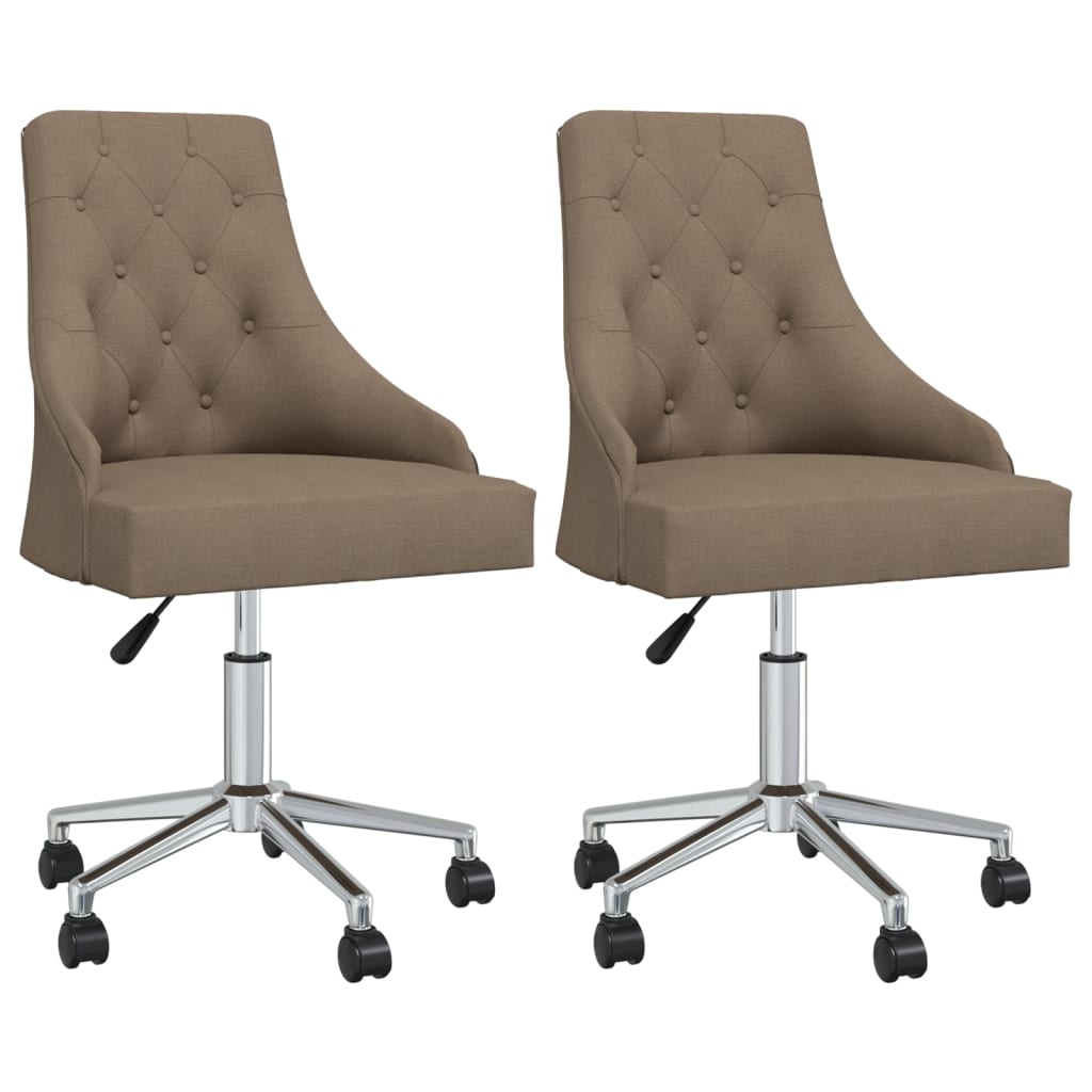 vidaXL Chaises pivotantes de salle à manger 2 pcs Taupe Tissu