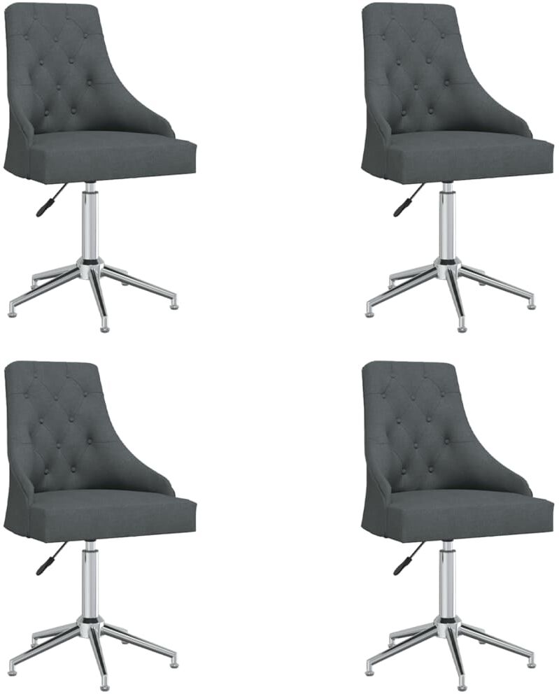 vidaXL Chaises pivotantes de salle à manger 4 pcs Gris foncé Tissu