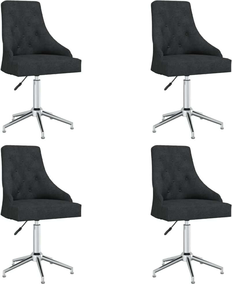 vidaXL Chaises pivotantes de salle à manger 4 pcs Noir Tissu