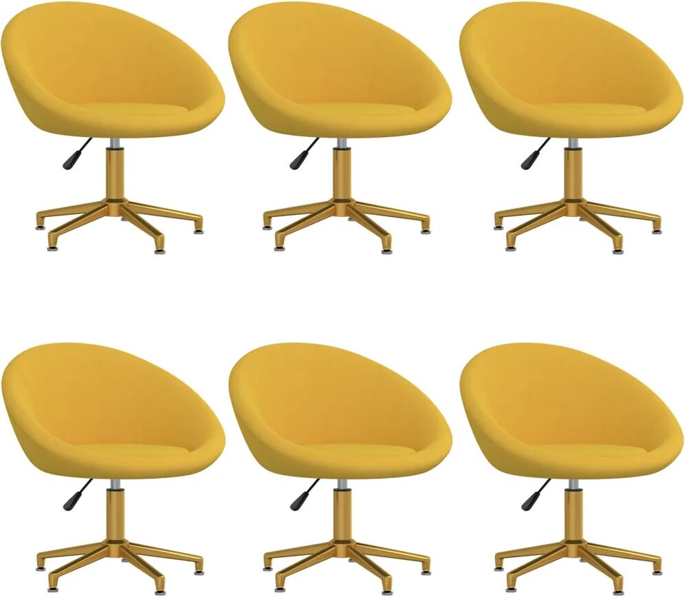 vidaXL Chaises de salle à manger 6 pcs Jaune Velours