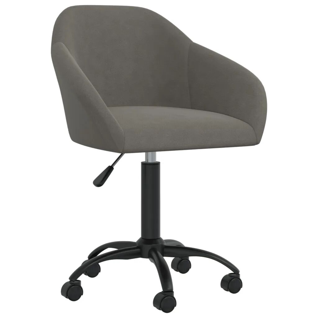 vidaXL Chaise pivotante de bureau Gris foncé Velours