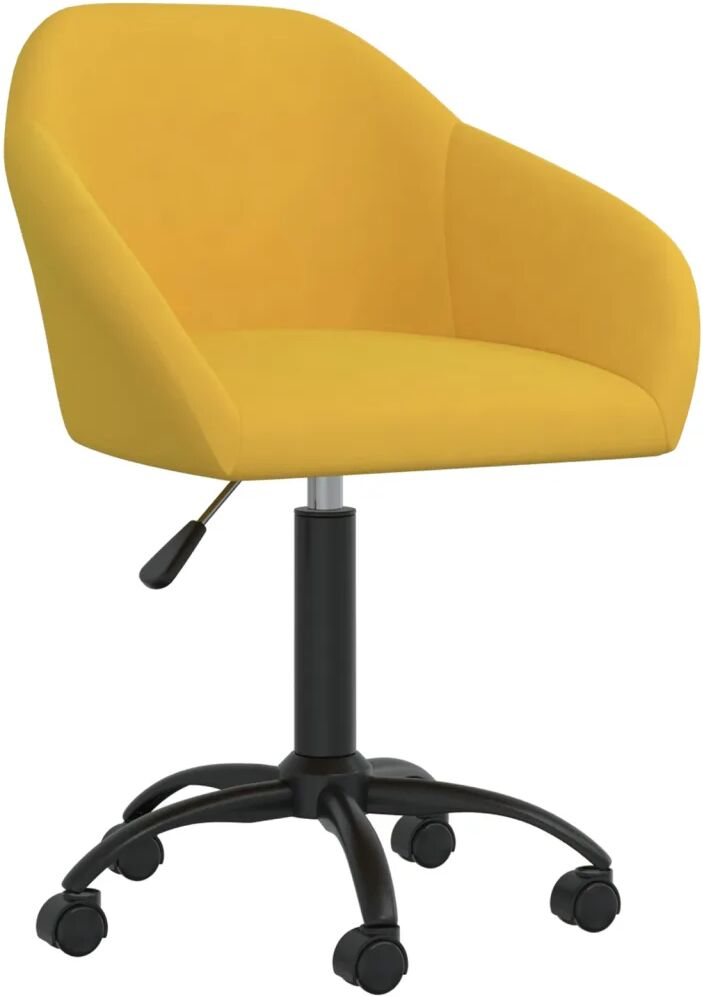 vidaXL Chaise pivotante de bureau Jaune Velours