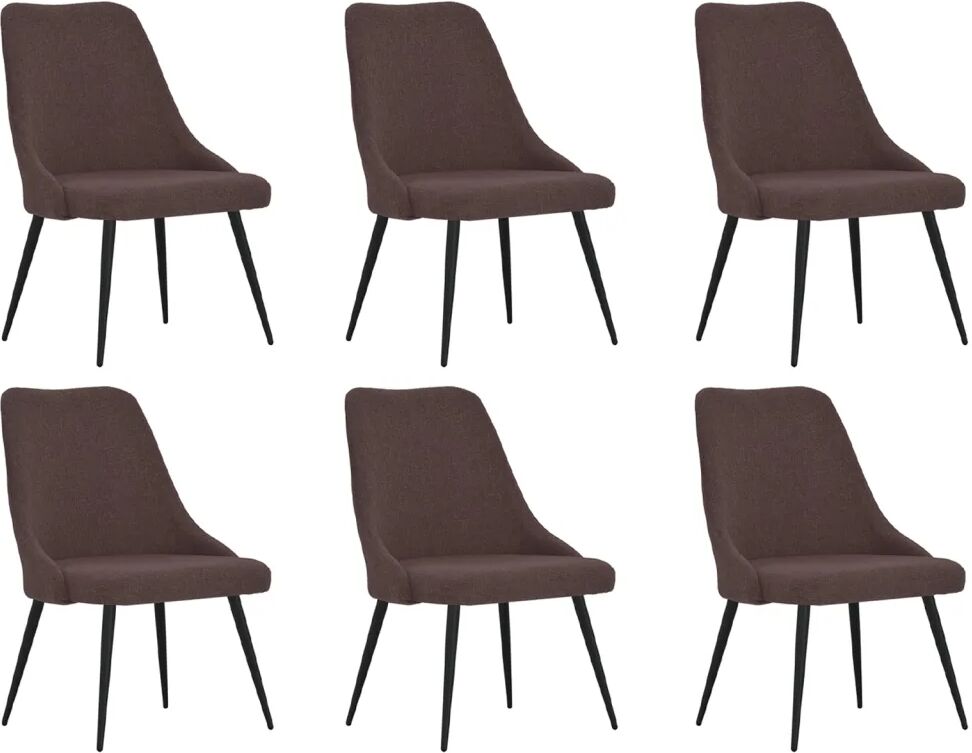 vidaXL Chaises de salle à manger 6 pcs Marron foncé Tissu