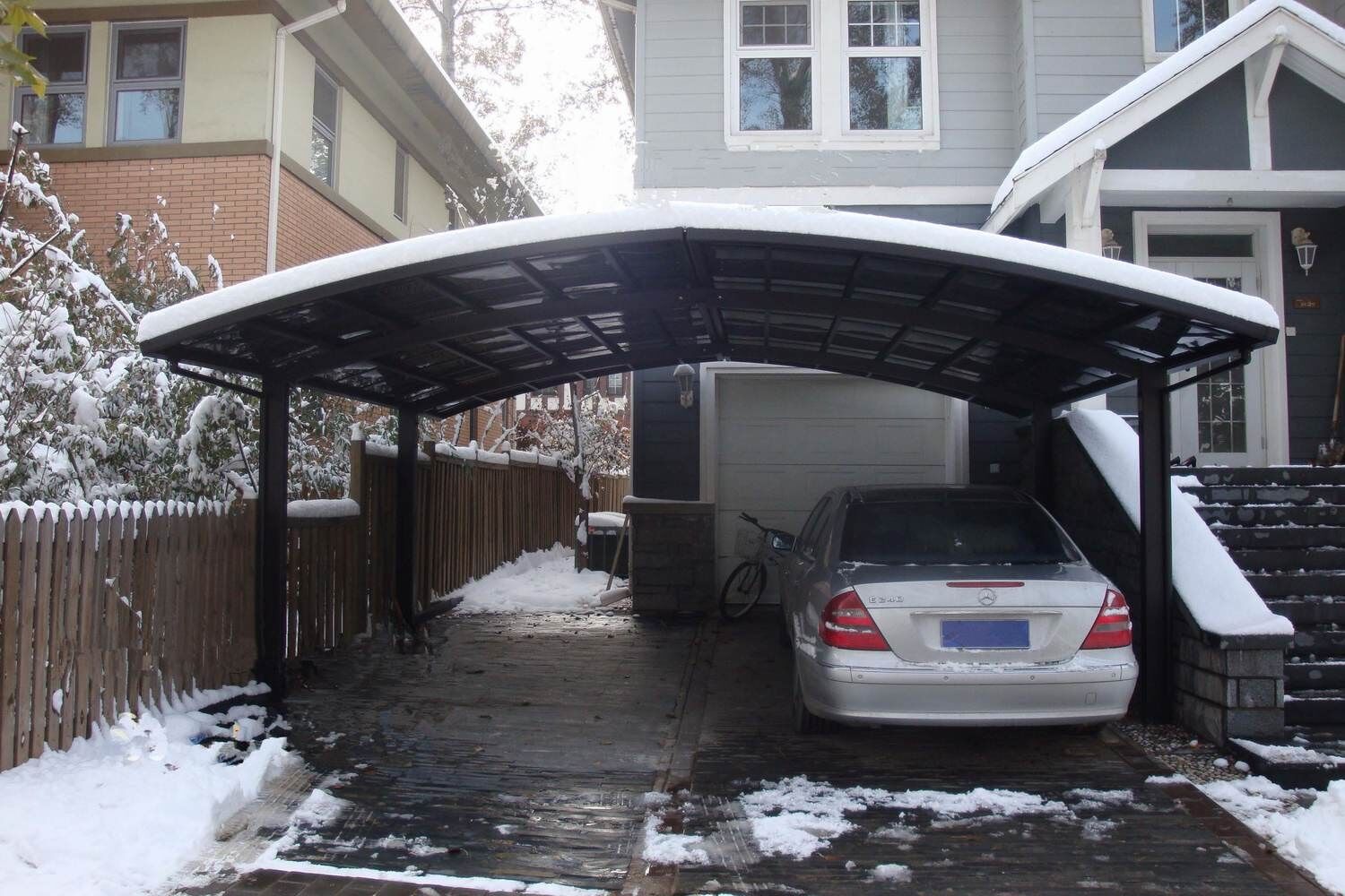 Carport double 6x5m en aluminium gris anthracite