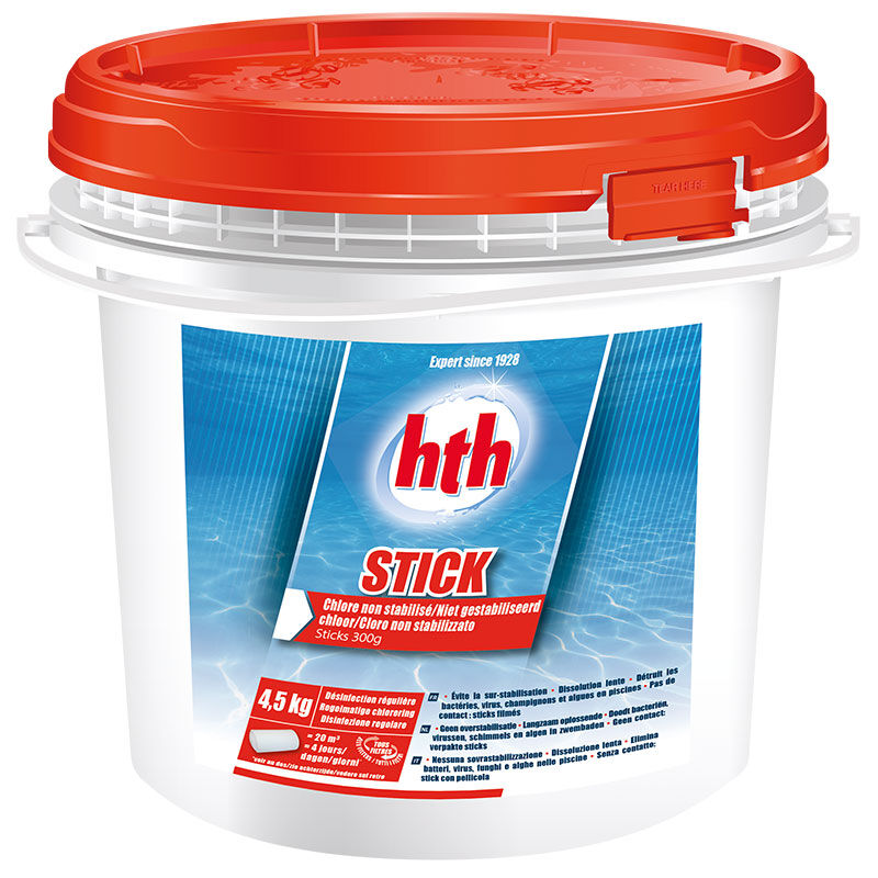 HTH Stick - chlore lent non stabilisé Quantité - 9 kg (2 seaux de 4,5 kg)