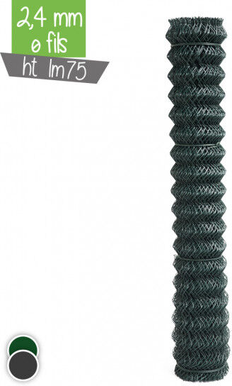 Grillage maille losange Ht 1m75 2.4mm - Couleur - Gris 7016