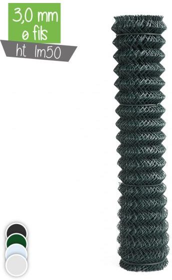 Grillage Ht 1m50 fil de 3.0mm maille losange - Couleur - Galvanisé