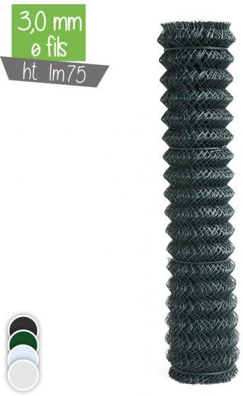 Grillage Ht 1m75 fil de 3.0mm maille losange - Couleur - Galvanisé