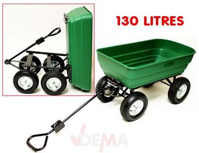 Dema Remorque benne basculante  - XL - 130 L - Chariot de jardin