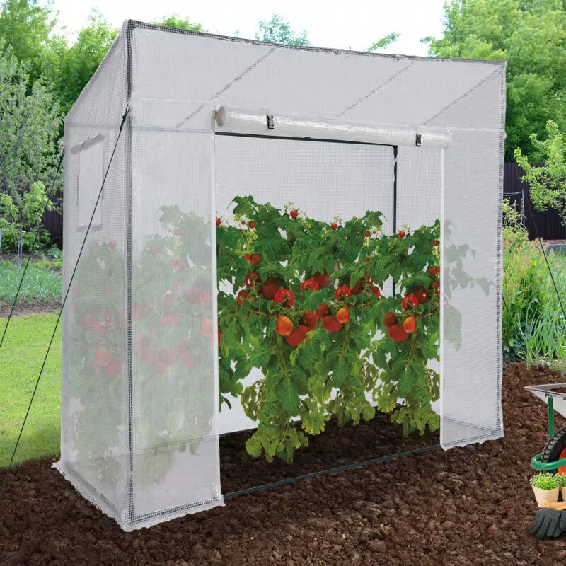 IDMarket Serre de jardin blanche toutes saisons avec fenêtre et porte zippée