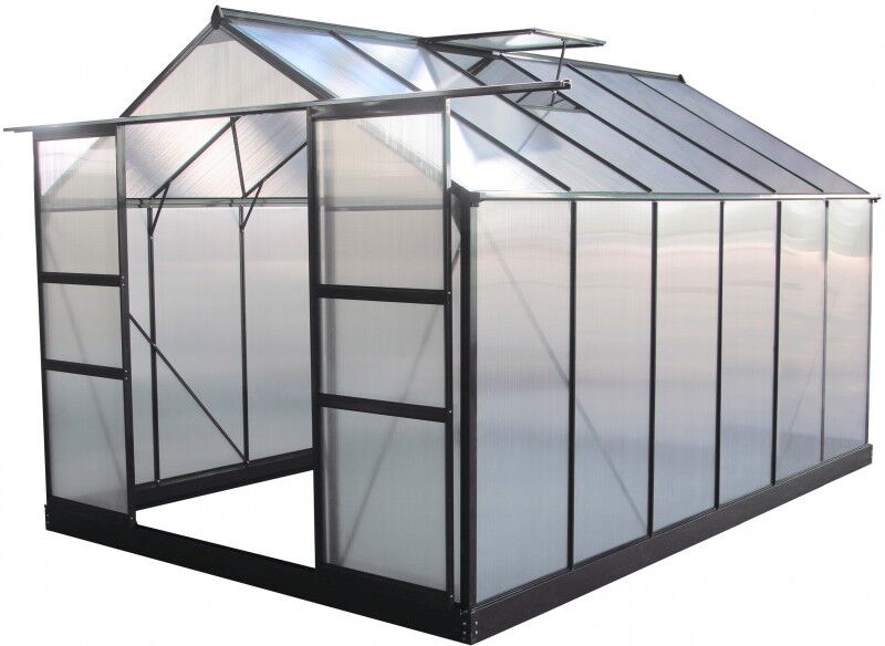 Green Protect Serre de jardin 9,13m² anthracite en polycarbonate + embase Green Protect