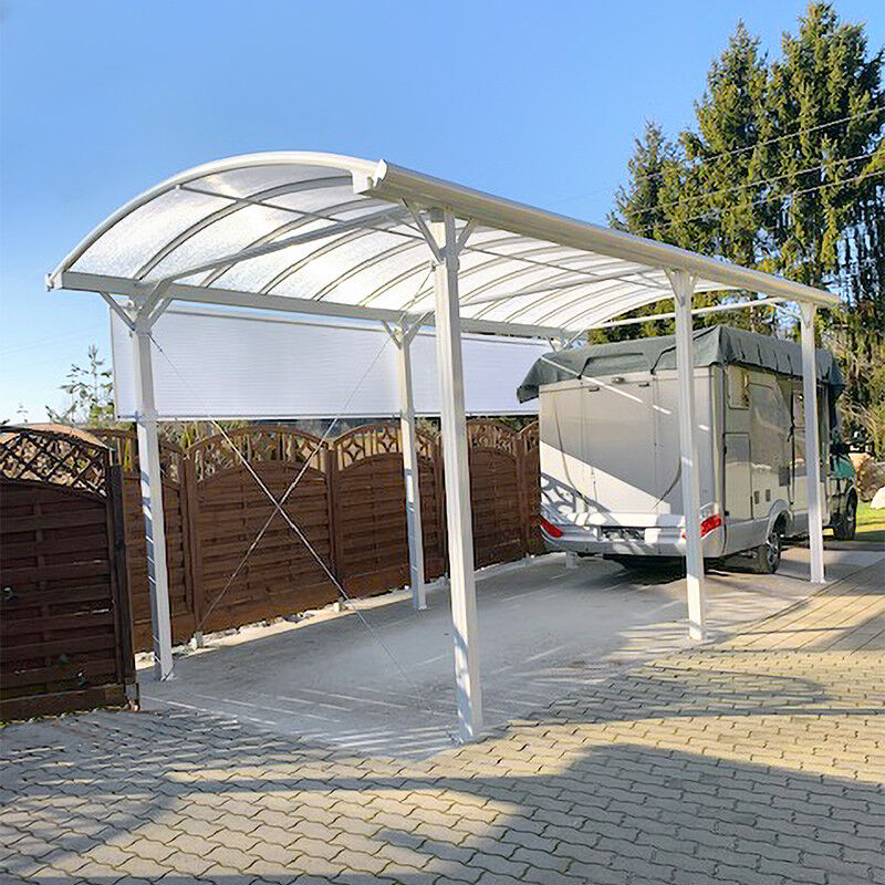 X-Metal Carport camping car blanc en aluminium 3,60x7,62m et polycarbonate 6mm X-METAL