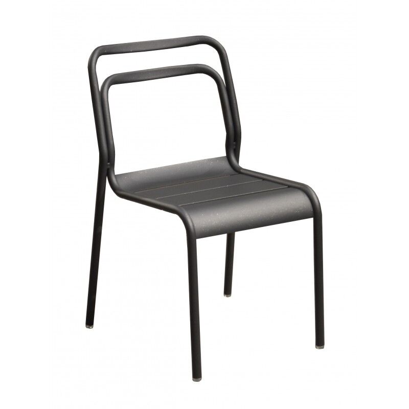 Proloisirs Chaise design en aluminium époxy graphite empilable EOS Lot de 2 - Proloisirs