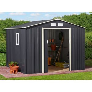 KONIFERA Gerätehaus »Archer Plus D«, (Set), Metall, mit Bodenrahmen grau/beige