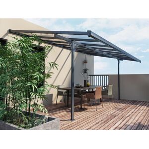 Vente-unique.ch Terrassendach anlehnend - Aluminium - 13,2 m² - Anthrazit - ALVARO