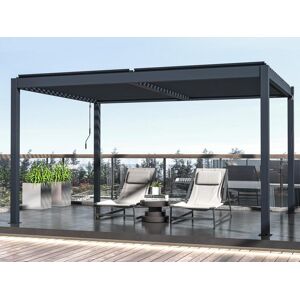 Vente-unique.ch Terrassendach bioklimatisch freistehend aus Aluminium mit verstellbaren Lamellen - 12 m² - Anthrazit - CASSAPIA