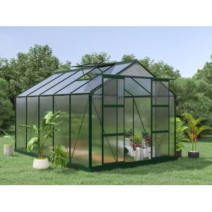 Vente-unique.ch Garten-Gewächshaus mit Grundplatte - 9 m² - Polycarbonat - Grün - COROLLE II