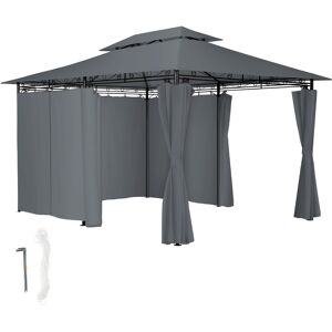 tectake Luxus Garten Pavillon Emine 4x3m mit 6 Seitenteilen - anthrazit