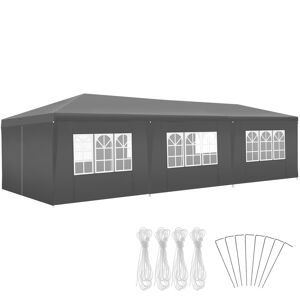 tectake Pavillon Elasa 9x3m mit 8 Seitenteilen - grau